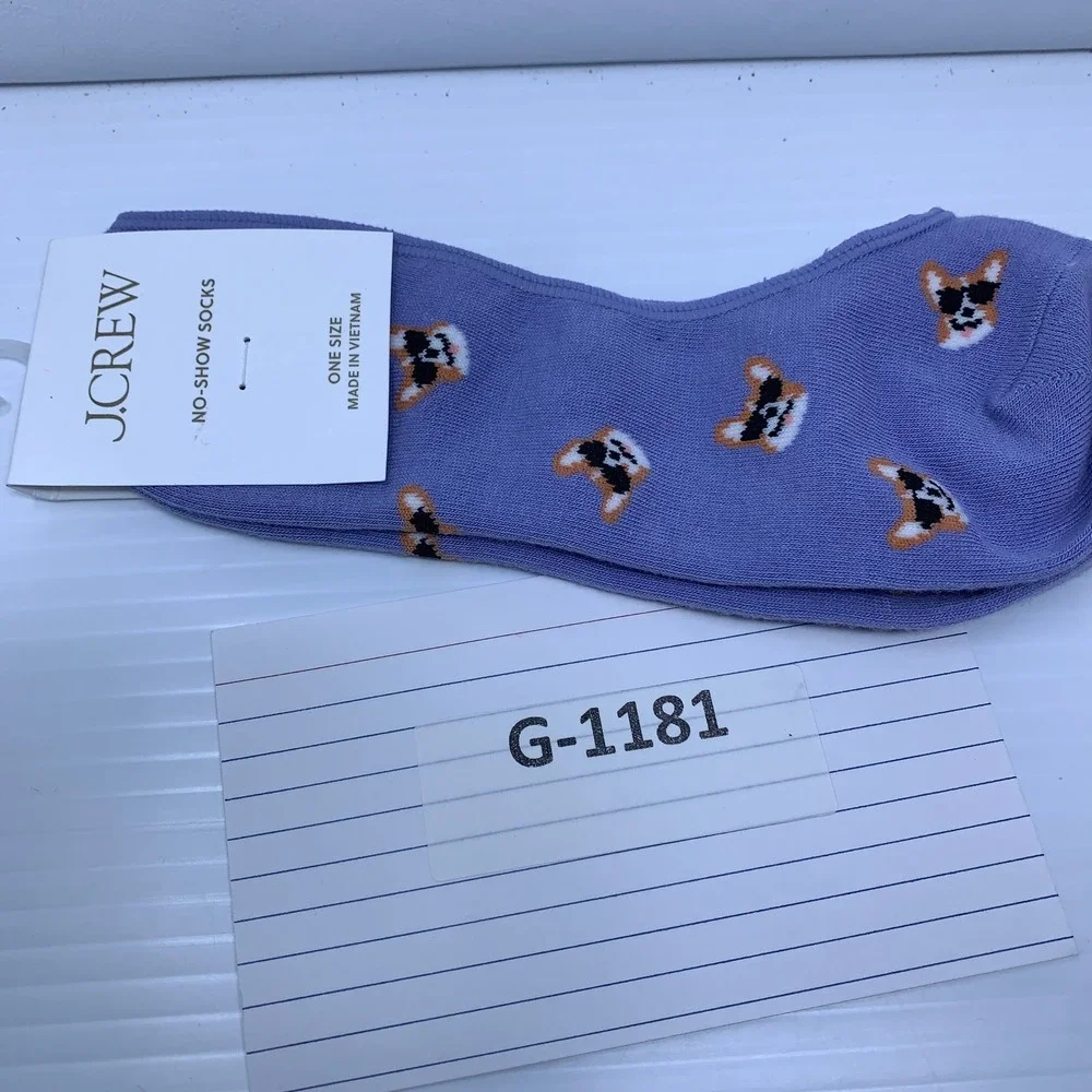 J.Crew Womens OS Purple Corgi Dog Sunglasses CU180 No-Show Socks